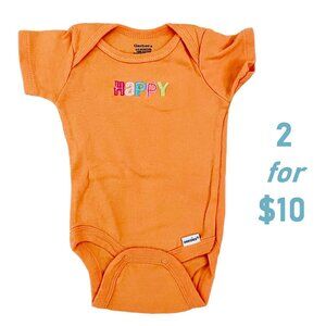 Gerber Baby Onesies Orange Happy Bodysuit sz 0 to 3 M Cotton